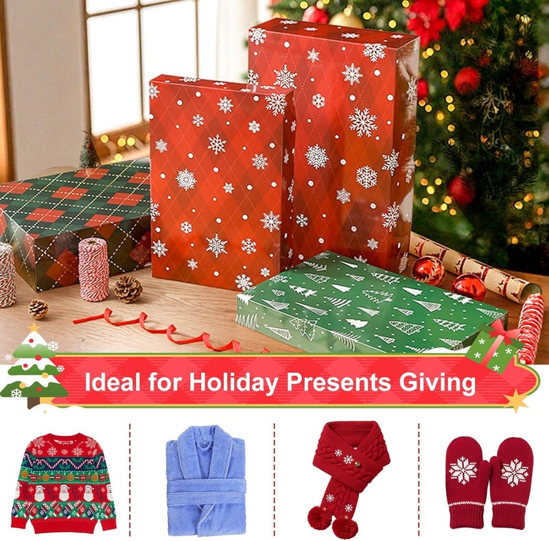 YANGTE 24 Pack Christmas Gift Boxes with Lids - Large 17" (4" Deep) & 14" (2" Deep) Gift Boxes for Present, Wrapping Robe, Shirt, Clothing - Image 2